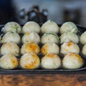 Closeup of takoyaki Japanese cuisine