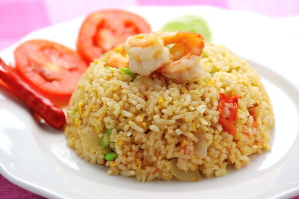 Fried rice with shrimp.