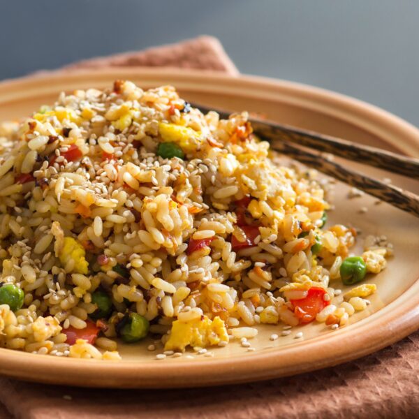 Fried Rice with Vegetables and fried eggs